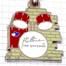 キーホルダー・ドラムセット音楽楽器エレーヌ青と白のハート