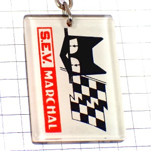 キーホルダー・クロネコ黒猫カー用品店チェッカーフラッグ旗 MARCHAL CAT CATALUX FLAG