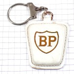 キーホルダー・ＢＰ石油イギリス英国UK白いレザー革製 BP BRITISH-PETROLEUM ENGLAND