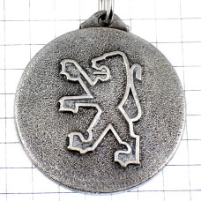 キーホルダー・プジョー車ライオン銀色シルバーロゴ PEUGEOT FRANCE