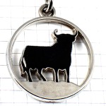 キーホルダー・黒い牛の影オズボーンの雄牛スペイン銀色シルバー