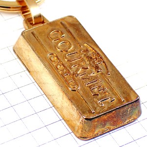 キーホルダー・金の延べ棒型インゴットの形ゴールド金色 GOURMET LINGOT FRANCE