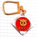 キーホルダー・歯車と翼ケーリュケイオンの杖ゴールド金色 BOURBON BNCI CADUCEE COIN FRANCE