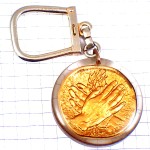 キーホルダー・小麦の穂パン用ゴールド金色の両手 ENCLUME WHEAT TRAVAIL-VIE BOURBON FRANCE