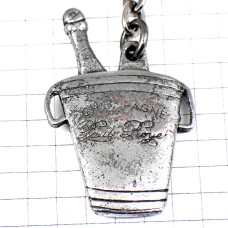 キーホルダー・シャンパーニュ酒シャンパン冷えた瓶シルバー銀色 CHAMPAGNE POL-ROGER FRANCE