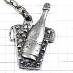 キーホルダー・シャンパーニュ酒シャンパン冷えた瓶シルバー銀色 CHAMPAGNE POL-ROGER FRANCE