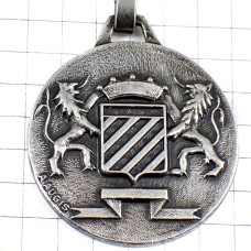 キーホルダー・ライオン２頭のエンブレム紋章シルバー銀色オージス社 EVERY-WEATHER AUGIS SILVER FRANCE