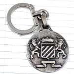 キーホルダー・ライオン２頭のエンブレム紋章シルバー銀色オージス社 EVERY-WEATHER AUGIS SILVER FRANCE