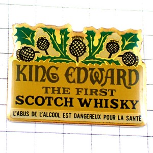 ピンバッジ・キングエドワード酒スコッチウイスキー薊アザミの花 KING-EDWARD SCOTCH WHISKY SCOTLAND