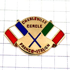 ピンバッジ・イタリアとフランス国旗イタロフランセ協会 CERCLE ITALIA ITALY FRANCE FLAG