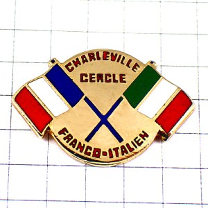 ピンバッジ・イタリアとフランス国旗イタロフランセ協会 CERCLE ITALIA ITALY FRANCE FLAG