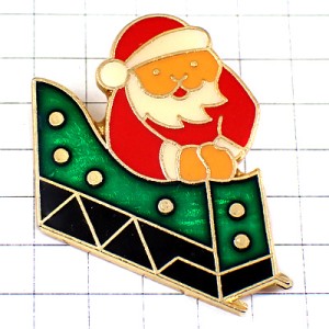ピンバッジ・クリスマス贈物のソリ橇サンタクロースのおじいさん  SANTA-CLAUS