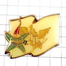 ピンバッジ・アルベールビル五輪マジークと旗アメリカ/USAオリンピック ALBERTVILLE-1992 SAVOIE FRANCE MAGIC USA EAGLE FLAG
