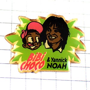 ピンバッジ・ヤニックノア選手テニス歌手と男の子 TENNIS SINGER YANNICK-NOAH FRANCE