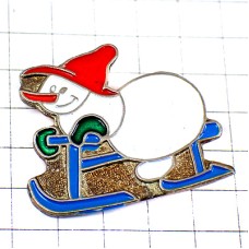 ピンバッジ・雪だるまのスキーソリ滑降 LUGE SNOWMAN