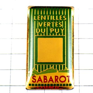 ピンバッジ・緑のレンズ豆の箱 LENTILLES LENTILLES-VERTES-DU-PUY SABAROT FRANCE