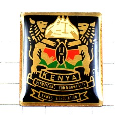 ピンバッジ・ケニヤ国旗ライオン二頭 KENYA OLYMPICS