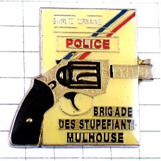 ピンバッジ・警察のピストル拳銃ポリス MULHOUSE DRUG POLICE FRANCE