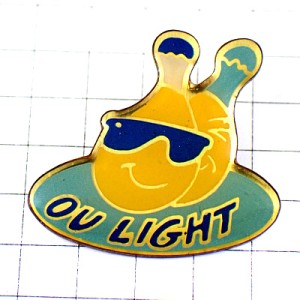 ピンバッジ・オランジーナ瓶サングラス眼鏡ライト青 ORANGINA-LIGHT BOTTLE FRANCE