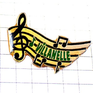 ピンバッジ・音楽ミュージック楽譜ト音記号 VILLANELLE FRANCE