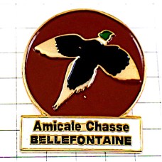 ピンバッジ・カモ鴨ハンティング狩猟 CHASSE BELLEFONTAINE FRANCE