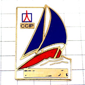 ピンバッジ・青い帆船ボート1992年ヨット