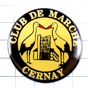 ピンバッジ・コウノトリ２羽マルシェ