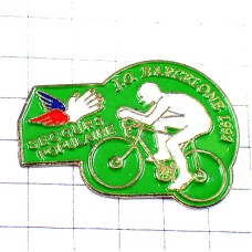 ピンバッジ・自転車バルセロナ五輪オリンピック助け合いの手 BARCELONA-1992 SPAIN SECOURS-POPULAIRE
