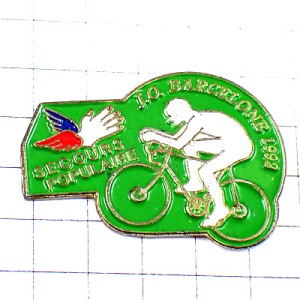 ピンバッジ・自転車バルセロナ五輪オリンピック助け合いの手 BARCELONA-1992 SPAIN SECOURS-POPULAIRE