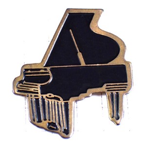 ピンバッジ・アップライト黒いピアノ音楽ミュージック楽器 BLACK PIANO