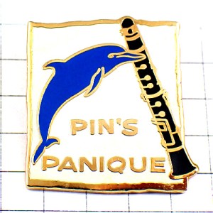 ピンバッジ・クラリネット音楽楽器イルカ青いドルフィン