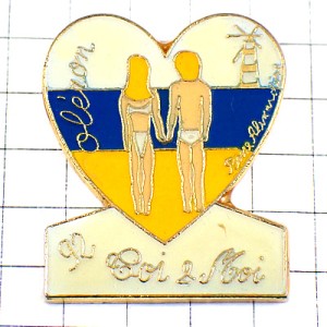 ピンバッジ・あなたと私キミと僕オレロン島ハート型カップル灯台