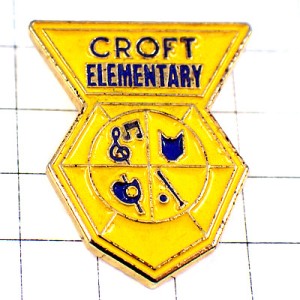 ピンバッジ・音楽ミュージック楽譜ト音記号バット球ボール絵の具のパレット本アメリカ小学校/USA米国