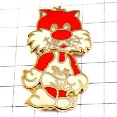 ピンバッジ・赤い猫ネコのスポーツ選手ランニングシャツ