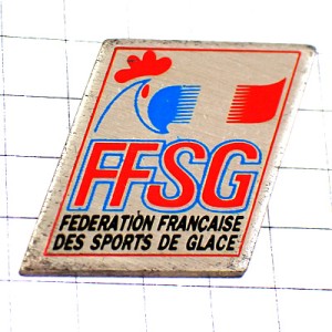 ピンバッジ・ニワトリ氷上スポーツ雄鶏フランスの国鳥 FFSG ICE-SPORTS FEDERATION-FRANCAISE-DES-SPORTS-DE-GLACE SKATING SKIING FRANCE