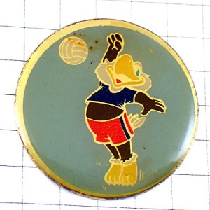 ピンバッジ・バレーボール五輪ロサンゼルスLAオリンピックマスコット黄緑色の鳥イーグルサム LOS-ANGELES-1984 BIRD OLYMPIC-SAM USA