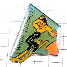 ピンバッジ・スキー黄色い板ワオ！