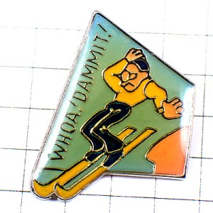 ピンバッジ・スキー黄色い板ワオ！