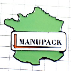 ピンバッジ・グリーン緑色のフランス地図型マニュパック