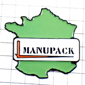 ピンバッジ・グリーン緑色のフランス地図型マニュパック