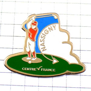 ピンバッジ・ゴルファー矢印グリーン芝ゴルフ場