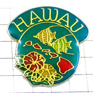ピンバッジ・エンゼルフィッシュ熱帯魚ハワイ諸島アメリカ/USAハイビスカス花 HAWAII