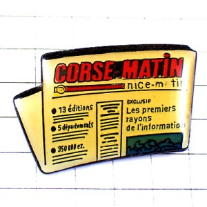 ピンバッジ・朝刊コルシカ島の新聞 CORSE-MATIN NEWSPAPER FRANCE