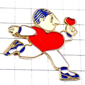 ピンバッジ・走る真っ赤なハートくん