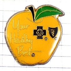 ピンバッジ・りんご黄色リンゴ健康十字と紋章 YOUR-HEALTHY-BEST APPLE ピンバッジ・りんご黄色リンゴ健康十字と紋章 YOUR-HEALTHY-BEST APPLE