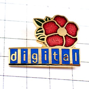 ピンバッジ・赤い花ディジタル社コンピュータ企業アメリカ/USA DIGITAL DIGITAL-EQUIPMENT