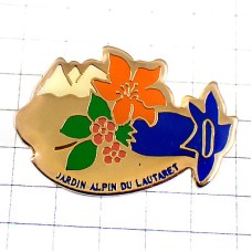 ピンバッジ・アルプスの花々オレンジ青ピンク色