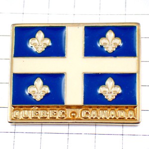 ピンバッジ・カナダ百合の紋章ケベック旗 FLAG QUEBEC CANADA LYS