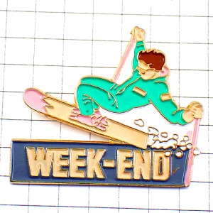 ピンバッジ・スキー板スノーボード週末 SKIING MONOSKI WEEKEND FRANCE