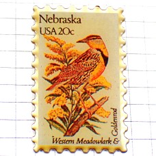 ピンバッジ・ネブラスカ州の鳥アメリカ郵便切手型/USA米国 BIRD USA STAMP NEBRASKA